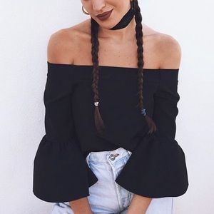 ASOS Off The Shoulder Top with Ruffle Sleeve